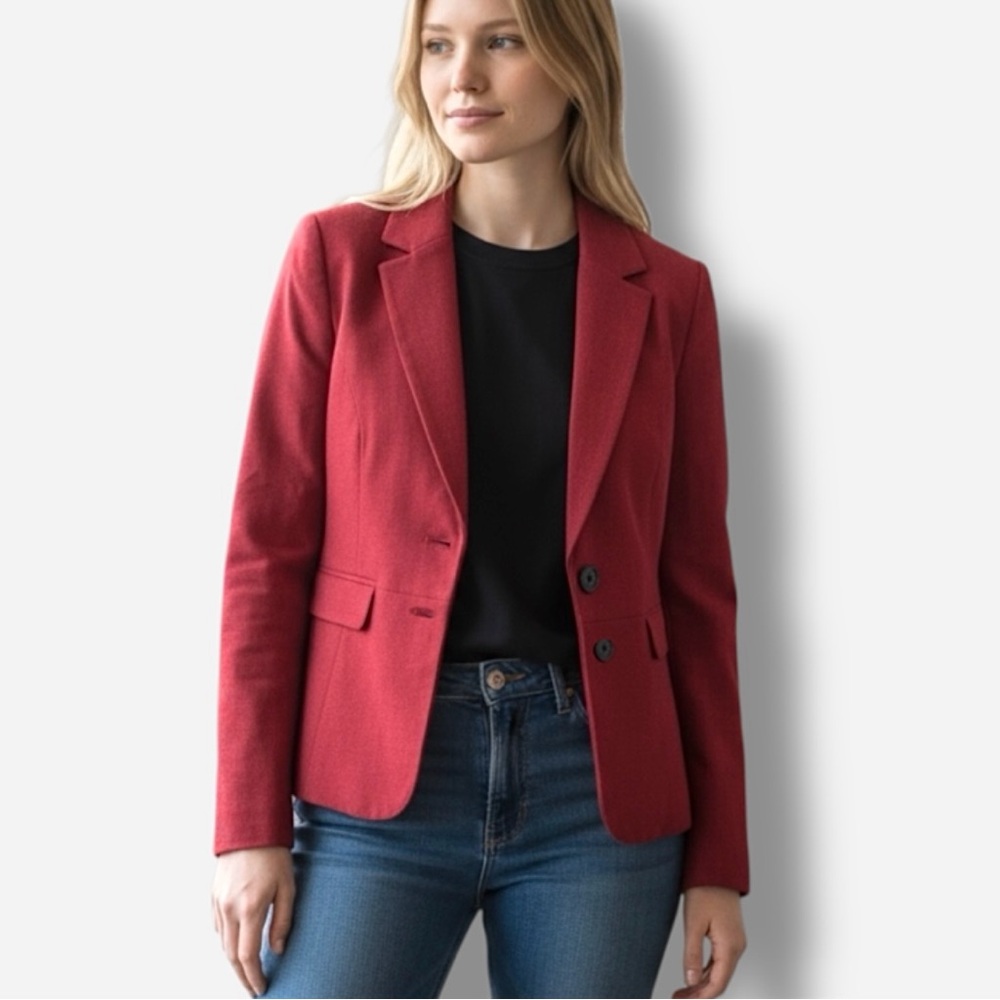 🌸Black Label🌸 Long Sleeve Button Blazer Jacket Size 6 Red